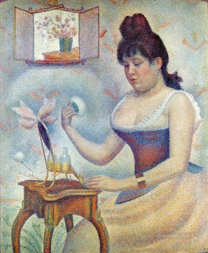 interior young woman table Painting - young woman powdering herself 1890